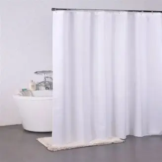 Hvidt Badeforhæng 180x200 m/kouse ringe - Badeforhæng