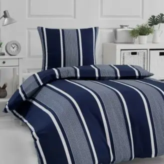 bySKAGEN Sengesæt Sille Blå-Blå-140x220 - Stribet Sengetøj