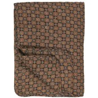 Quiltet Vattæppe Sort m/Rustfarvet Blomster 130x180 - Puder og plaider