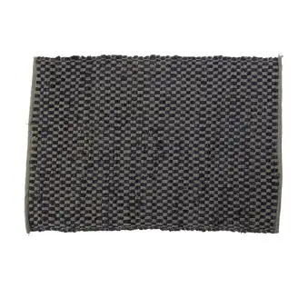 Læder Gulvtæppe 60x90 - Mørkblå - Kludetæpper og gulvtæpper