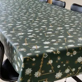 Akryldug Grøn m/guld juletræer 140 cm Bred - 