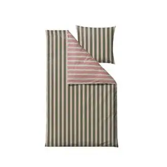Södahl Økologisk Sengetøj Nordic Olive, 140x200 - Stribet Sengetøj