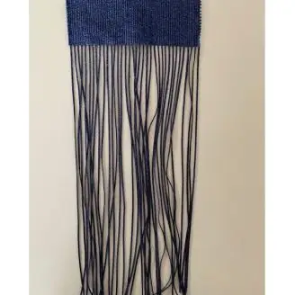 Trådgardin/strimmelgardin m/ Løbegang str. 90x250-Blå-90x250 - 