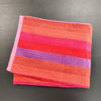 Strandhåndklæde - Lyserød strib 90x170cm - Essenza