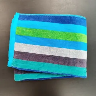 Strandhåndklæde - Turkis strib 90x170 - Essenza