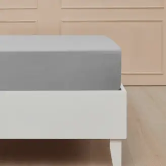 Boxlagen 180x200 - Bomuldssatin lysgrå - Lagner