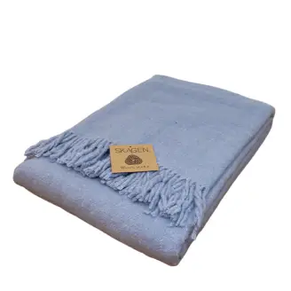 Uldplaid - Ensfarvet Lyseblå 130x200 - Plaider