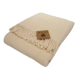 Uldplaid - Ensfarvet-Råhvid-130x200 - Plaider