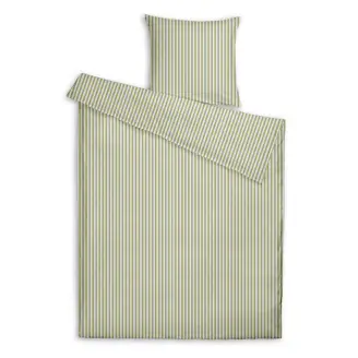Engholm Sengesæt - Pinstribe-oliven/lysgrå-140x200 - Engholm