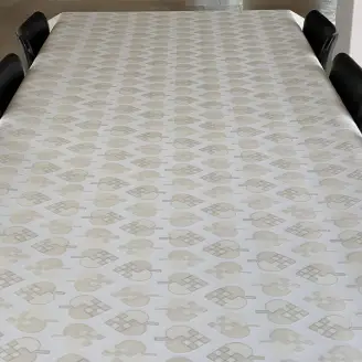 Akryldug - Julehjerter hvid/beige - 