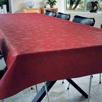 Akryldug - Rød m. sølvrensdyr - 