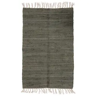Bomuldstæppe m. frynser-Oliven-60x90 - Bahne