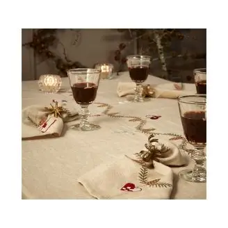 Broderet dug jul natur 140x240cm - Speedtsberg