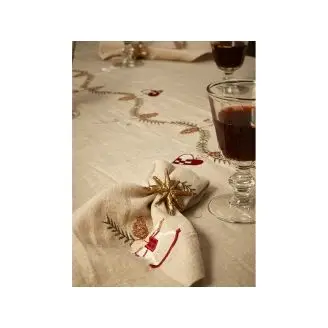 Broderet dug jul natur 140x360 - Speedtsberg