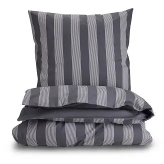 Sengesæt-Pure -Stripe-dark grey-140x200cm - Bahne