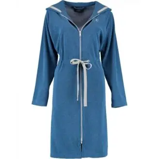 Cawö morgenkåbe m/lynlås blå, str. M - Morgenkåber og Kimonoer