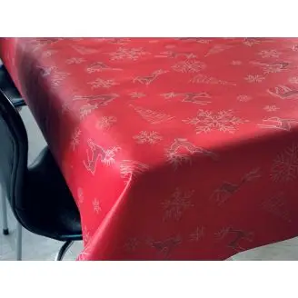 Akryldug rød med sølv rensdyr brd. 140cm - Akryldug