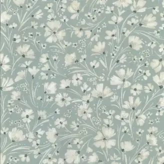 Akryldug Sophia - grøn m.  hvid blomst brd. 140cm - Akryldug