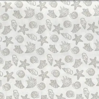 Voksdug Starfish - strandskaller hvid brd. 140cm - Akryldug