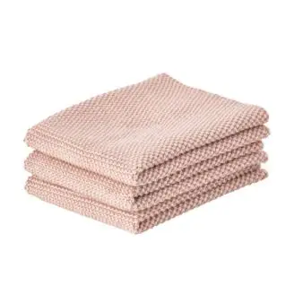 Zone strikket karklud, Nude 3-pak - Køkkentekstiler