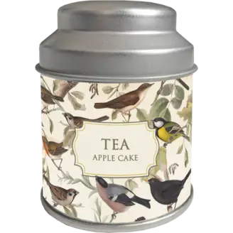 Tedåse med 5 tebreve - Æblekage/nordiske fugle - Borddækning