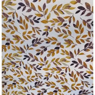 Akryldug Painterly Leaf Golden m. antiskrid . B. 140 cm - Udeliv