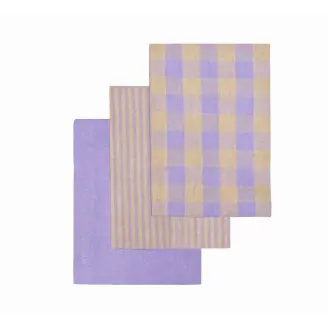 Viskestykke 3-pak Genbrugsbomuld Lavendel 50x70cm - Engholm