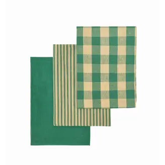 Viskestykker 3-pak genbrugsbomuld Grøn 50x70cm - Engholm