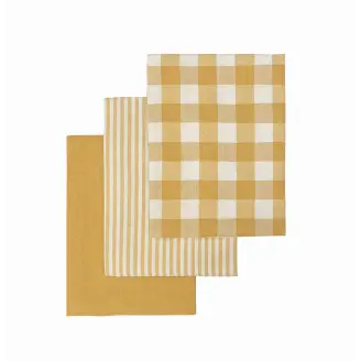 Viskestykker 3-pak Genbrugsbomuld Orange/varm gul 50x70cm - Engholm