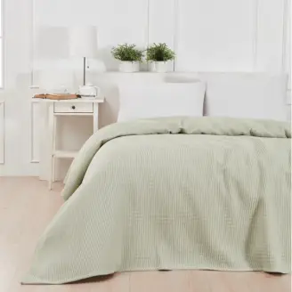 Sengetæppe Waffel 220x220cm Lysgrøn - Soveværelse