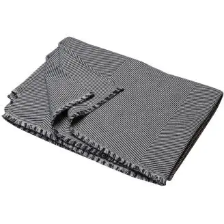 Nova Bomuldstæppe Herringbone Charcoal 140x200cm - Udeliv