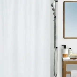 Hvidt Badeforhæng m/rynkebånd 160x200 Kraftig kvalitet - Badeforhæng