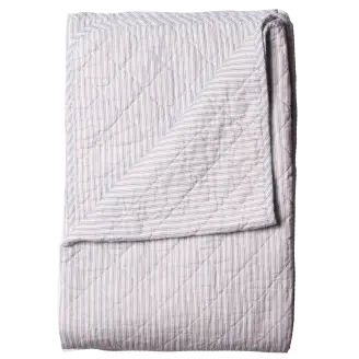 Quilt Ethnic Strib Dusty Blue/White 140x220cm - Udeliv