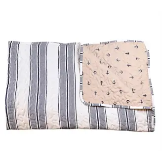 Vattæppe Anker m. Blå/Hvide striber 150x190cm - Vattæpper