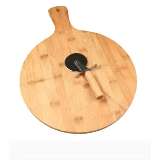 Pizza skærebræt m/pizzahjul Bambus 32 x 45 cm - Borddækning