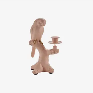 Lysestage rosa papegøje 16,5 cm høj - Bahne