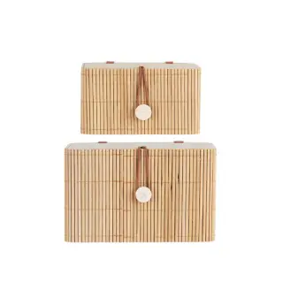Bambusæske - Natur Stor m. knapluk - Ib Laursen