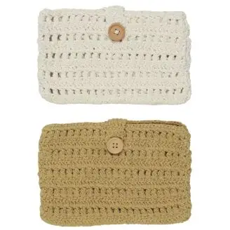 Hæklet Pung - Gul Bomuld 15x23 Cm - Brands