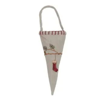 Kræmmerhus m/broderi 8x16cm julesok - Brands